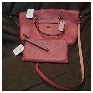 Blush and Pink Coach Purse and Wallet Set